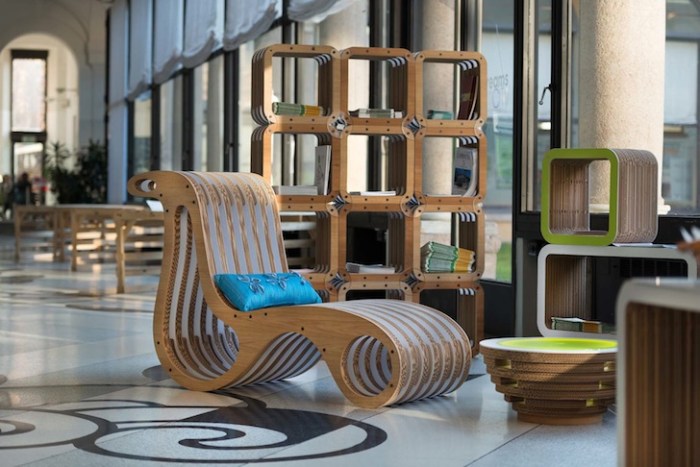Cardboard ecodesign lessmore giorgio caporaso chairs showcases chair ecosostenibile exhibits inhabitat recalcati rispetto estetica dornob interi decora comfortable room Handmade eco-luxury furniture